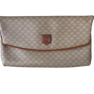 Vintage Celine Macadam Canvas Foldover Clutch